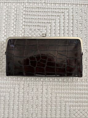 Diverso Italy Brown Croc Patent Wallet/Clutch